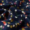 Котон з ворсом синій темний в різнокольорові кулі ш.144