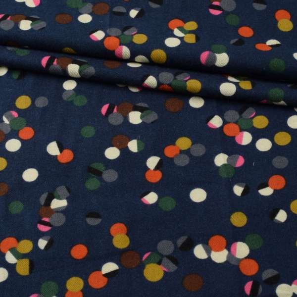 Котон з ворсом синій темний в різнокольорові кулі ш.144