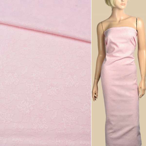 Коттон стрейч жаккард розовый, ш.140