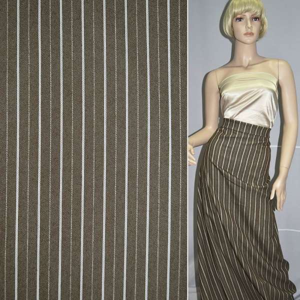 Котон стрейч коричневий в смужку ш.150