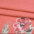 Котон кораловий в червоно-блакитні квіти купон ш.145