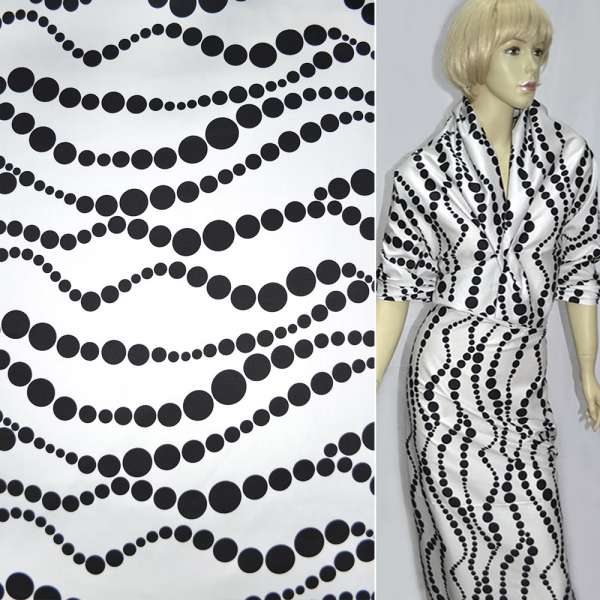 Котон білий в чорні кола ш.130