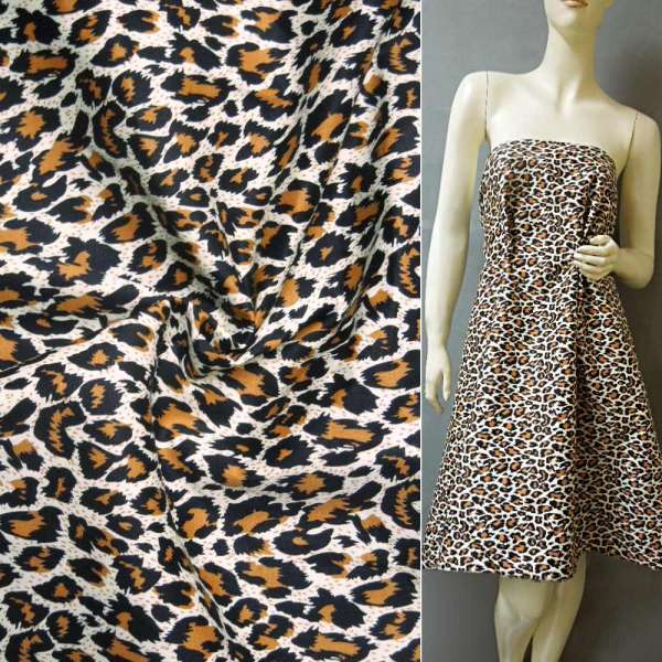 Котон стрейч лимонно-теракотовий в чорний "леопард" ш.140