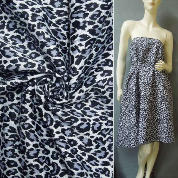 Котон стрейч молочний фіолетово-чорний "леопард" ш.140