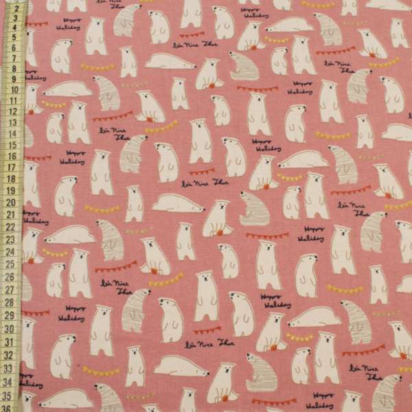 Котон з ворсом* фрезовий, білі ведмеді, ш.140