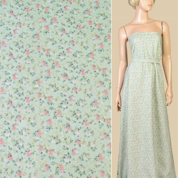 Котон м'ятний в дрібні рожеві квіти, ш.145