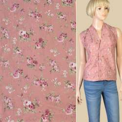 Коттон фрезовый в розовые розы, ш.145