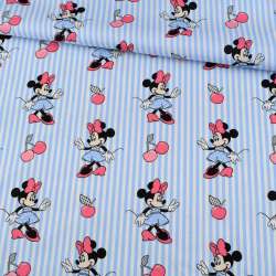 Коттон в бело-голубую полоску, Минни-Маус, ш.145