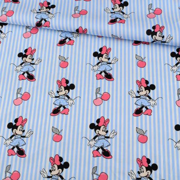 Коттон в біло-блакитну смужку, Мінні-Маус, ш.145
