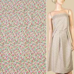 Котон* білий в дрібні рожево-жовті квіти, ш.145