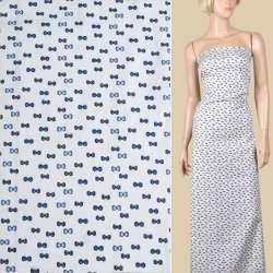 Коттон белый, синие бантики, ш.145