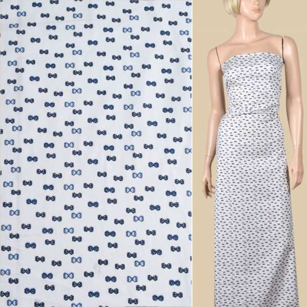 Котон білий, сині бантики, ш.145