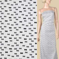 Коттон белый, черные бантики, ш.145