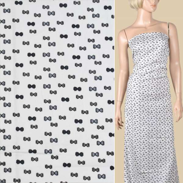 Котон білий, чорні бантики, ш.145