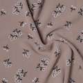 Котон стрейч жатий бежевий у дрібні чорно-білі квіти, ш.148