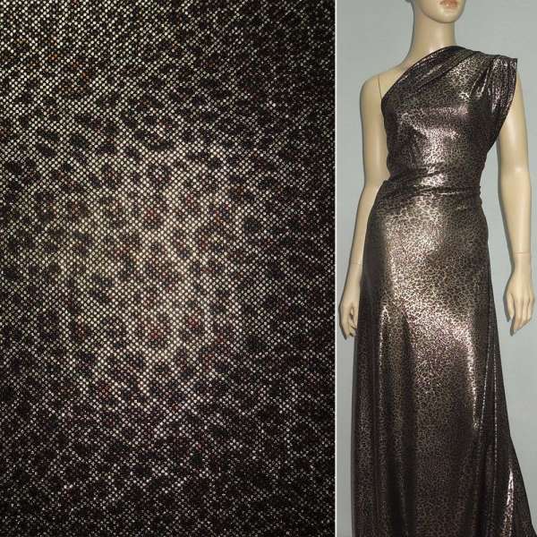 Трикотаж чорний з точковим золотим штампом ш.150