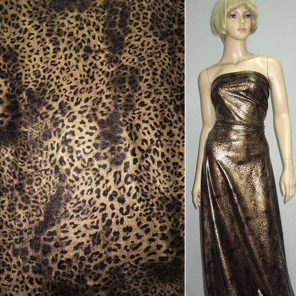 Трикотаж чорний зі світло-коричневим принтом леопард ш.150