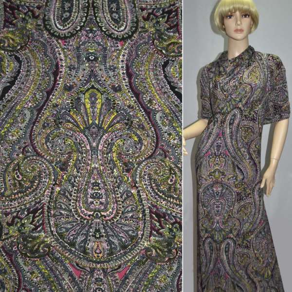 Микролайкра серо-салатовая с огурцами ш.170