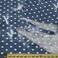 Лен синий в белый горох ш.140