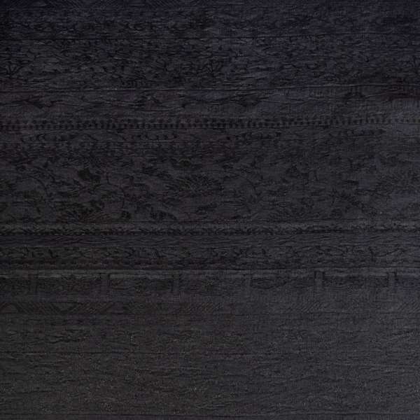 Лен жаккардовый с органзой черный с цветами