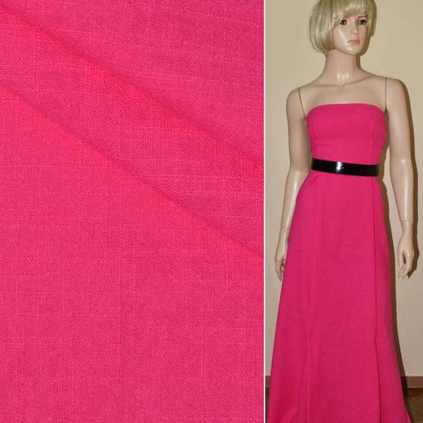 Лен-коттон стрейч малиновый ш.143