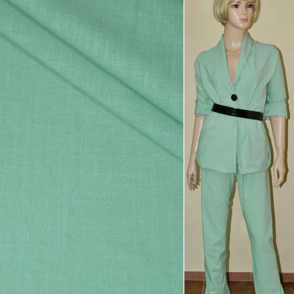 Лен-коттон стрейч мятный светлый ш.140