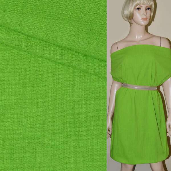 Льон-котон стрейч салатовий ш.140