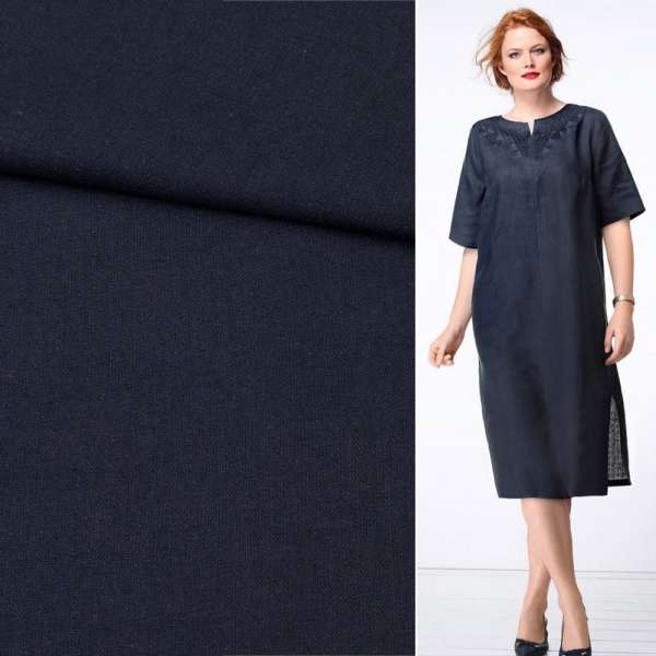 Лен синий темный ш.140