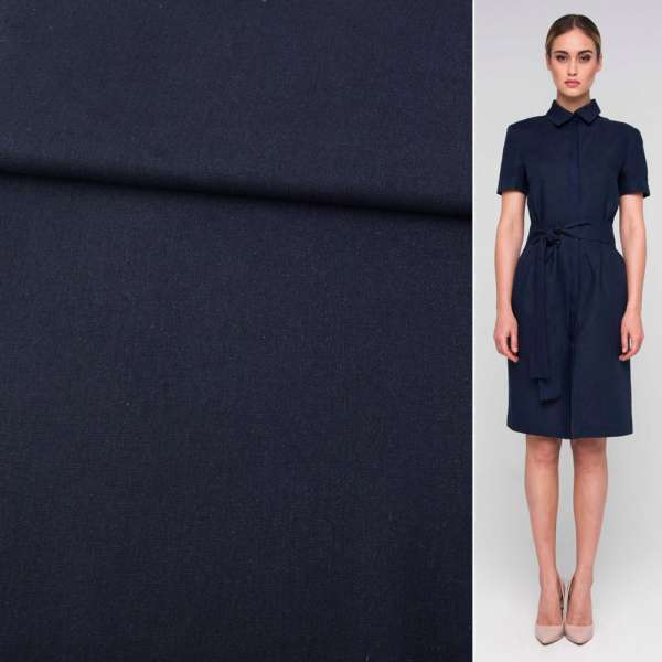 Лен синий темный черничный ш.140