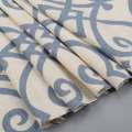 Лен с хлопком стрейч молочный в синий узор ш.145