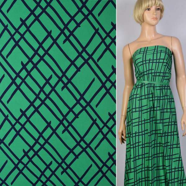 Поплин зеленый (изумрудный) в синие линии ш.150