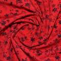 Поплин стрейч красный с черными цветами ш.150