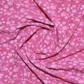 Поплін стрейч яскраво-рожевий з білими квітами ш.150
