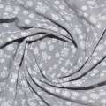 Поплин стрейч серый с белыми цветами ш.150