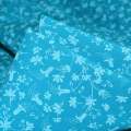 Поплин стрейч бирюзовый с белыми цветами ш.150