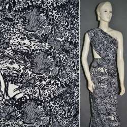 Поплин диллон молочно-черный с абстрактным рисунком ш.150