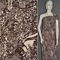 Поплин диллон молочно-коричневый с абстрактным рисунком ш.150