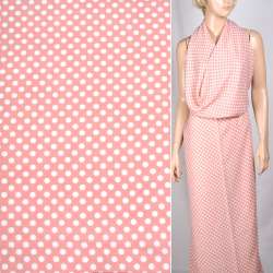 Поплин диллон персиковый в белый горох ш.150