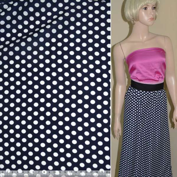 Поплин диллон синий темный в белый горох ш.145