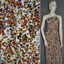 Поплин диллон белый с веточками коричнево-серых цветов ш.150