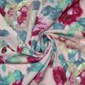 Поплін Діллон рожевий з бордовими квітами ш.150