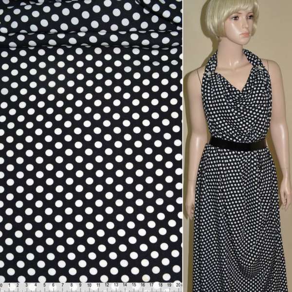 Поплин диллон черный в белый горох ш.150