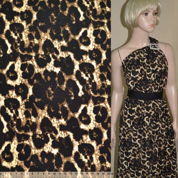 Поплин диллон коричневый темный принт леопард ш.145