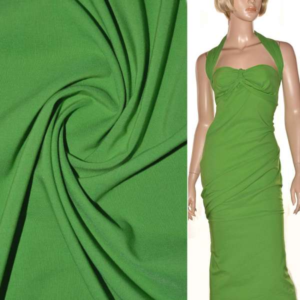 Поплин стрейчевый зеленый (весенний) ш.150