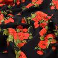 Поплин черный, красные розы, ш.150