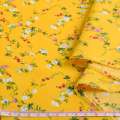 Поплин желтый яркий, мелкие розочки, ш.150