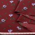 Поплин бордовый, мелкие сиреневые цветы, ш.150