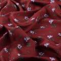 Поплин бордовый, мелкие сиреневые цветы, ш.150