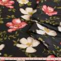 Поплин черный, красные, серые маки, ш.150