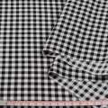 Поплин стрейч белый в черно-серую клетку ш.150